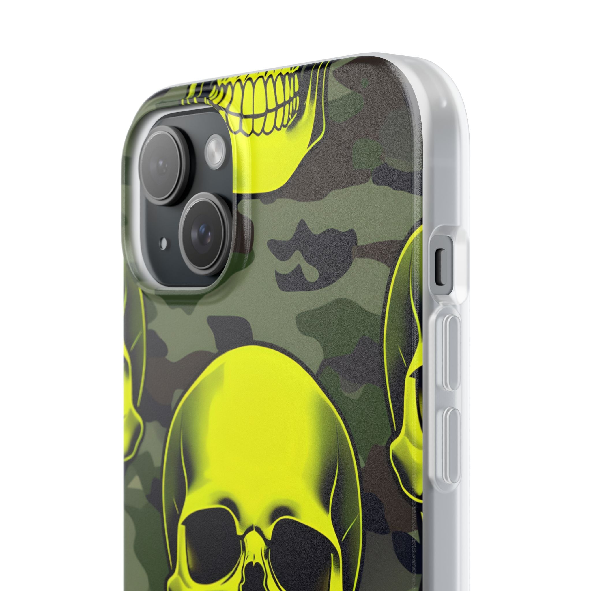 Neon Skull Camo iPhone 15 Plus Case - Soft