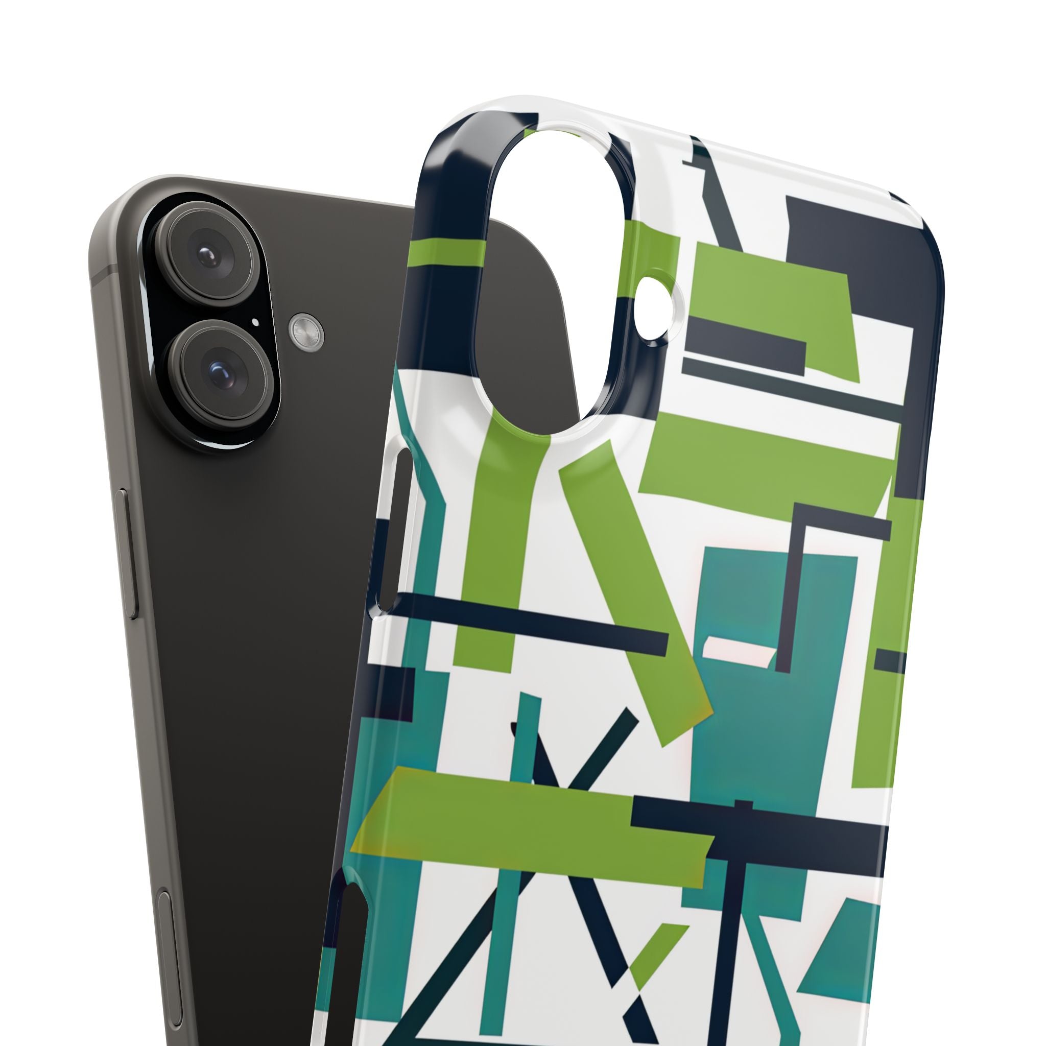 Green Geometry Glide iPhone 16 - Slim Phone Case