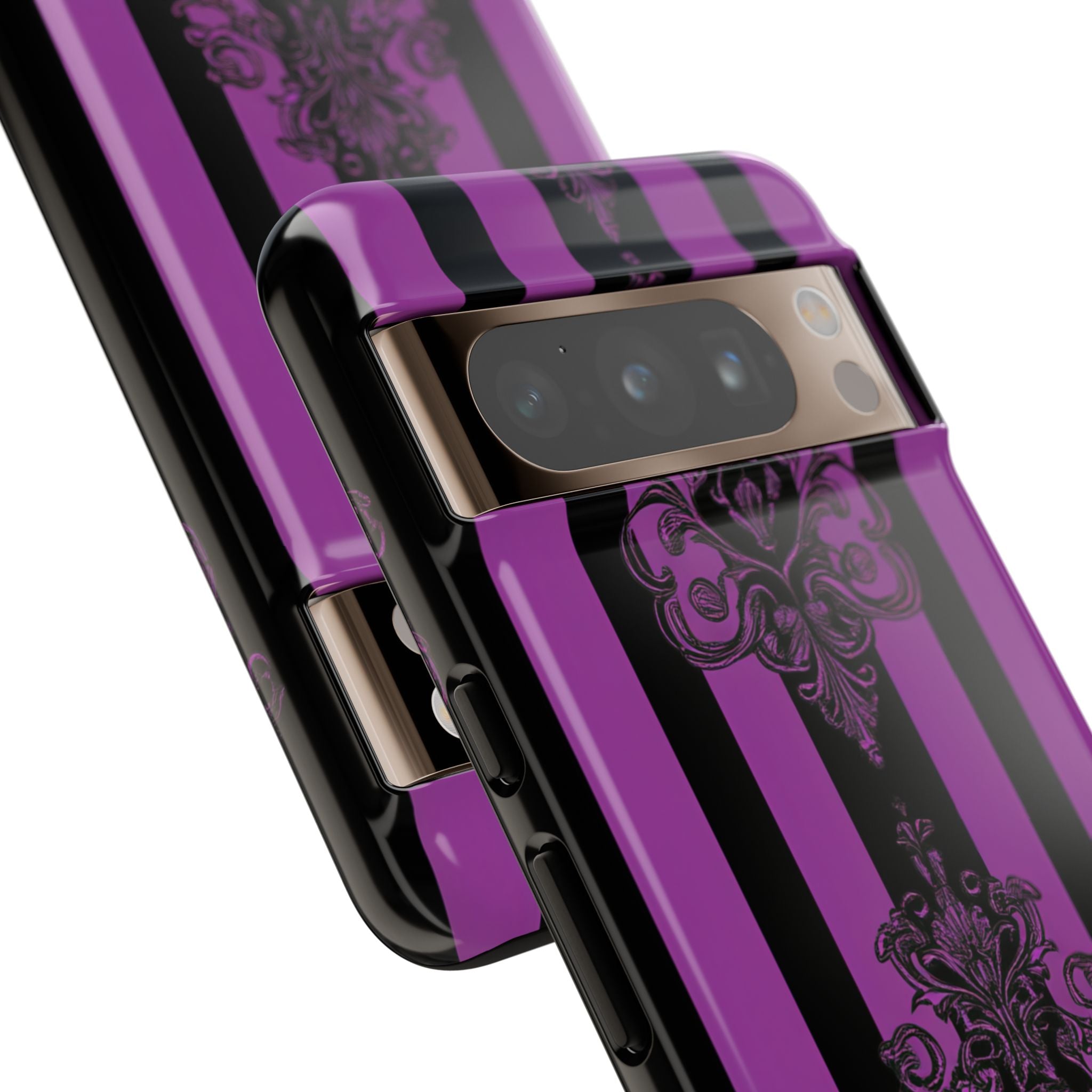 Gothic Elegance with Vertical Stripes and Ornamental Motifs Google Pixel 8 - Tough Phone Case