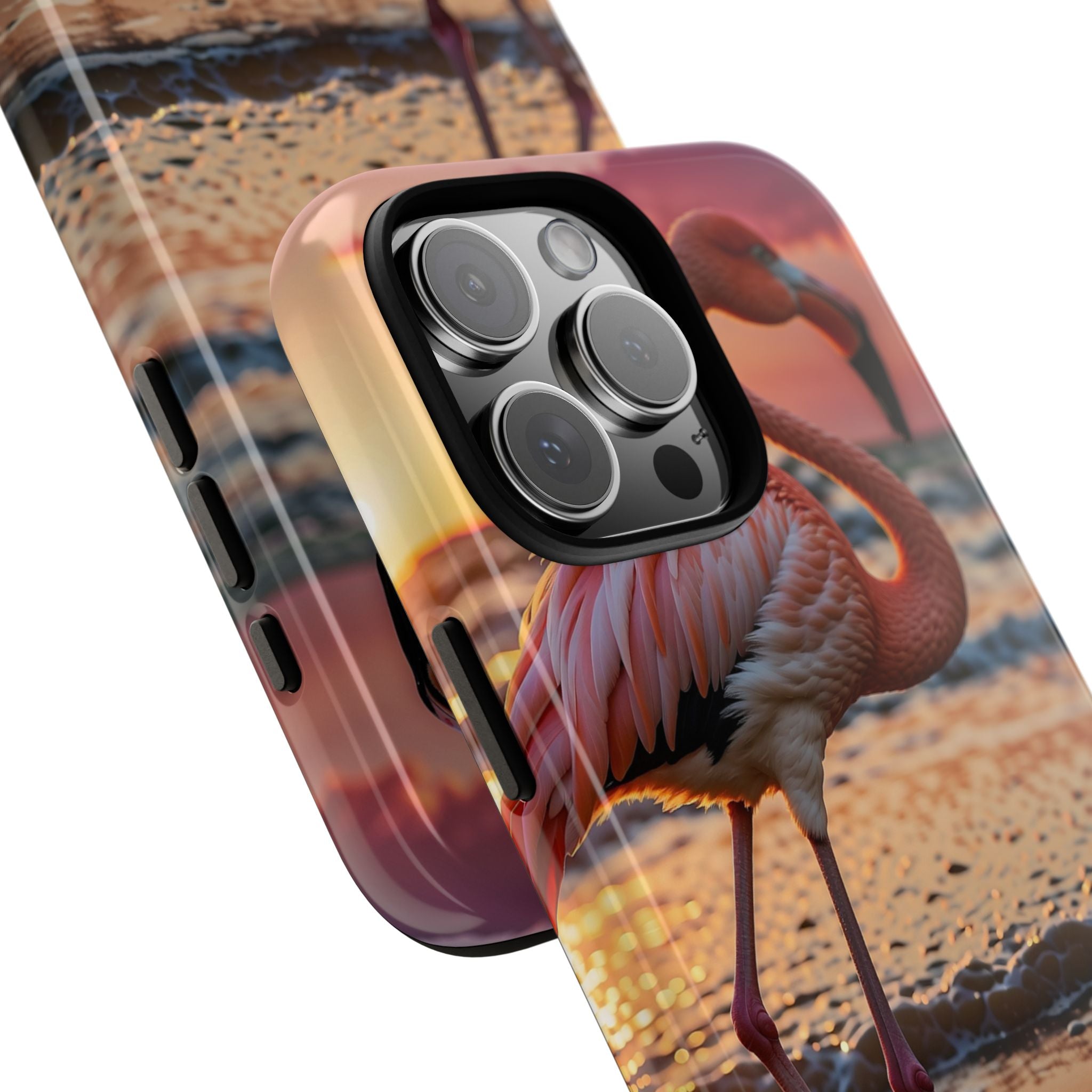Sunset Flamingo Stand - iPhone Case