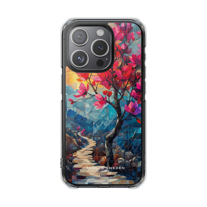 Vibrant Geometric Tree Landscape iPhone 15 - Clear Impact Phone Case