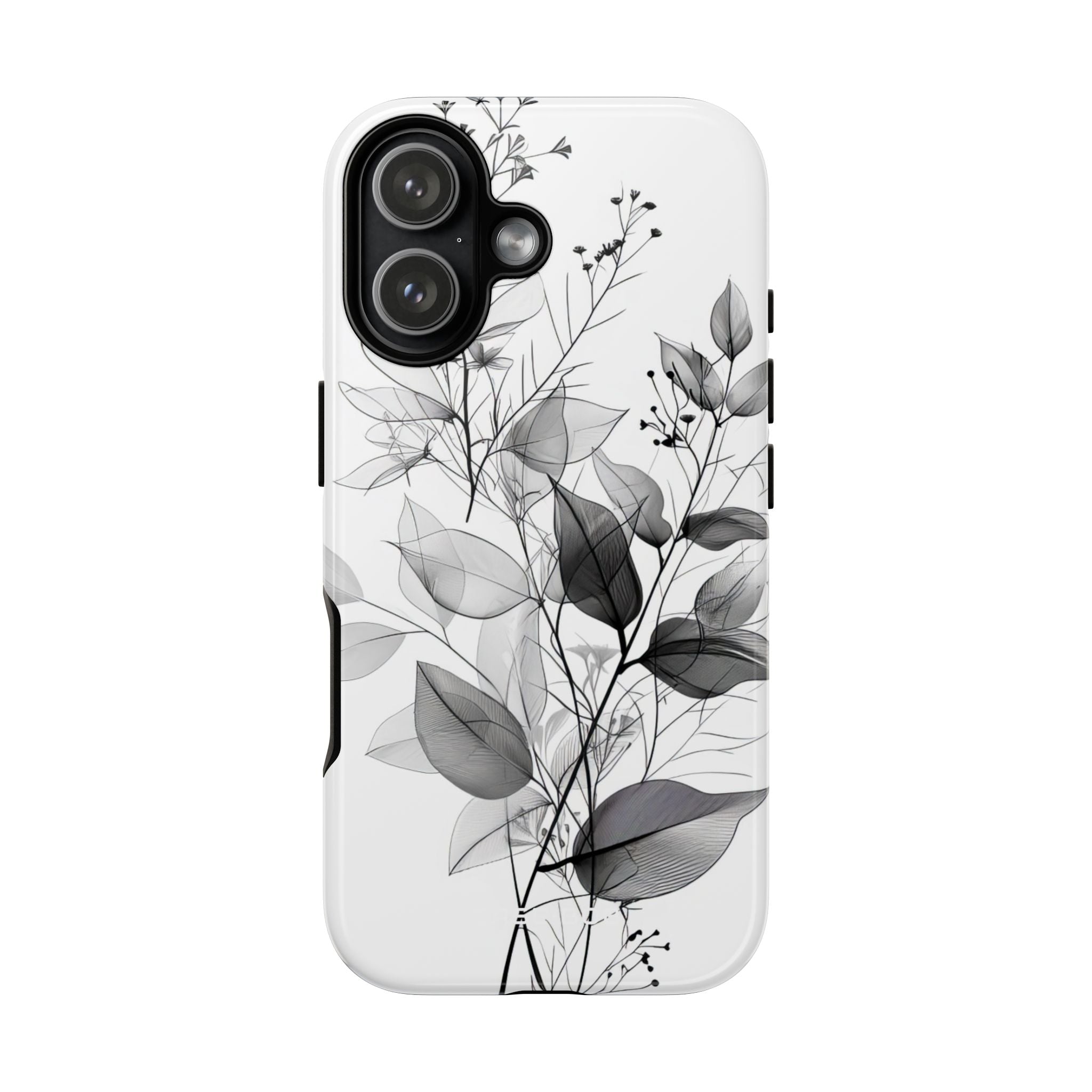 Veined Leaves Gray iPhone 17 Case - Tough