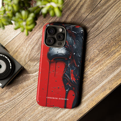 Textured Crimson Bloom iPhone 15 - Tough Phone Case