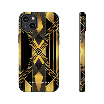 Golden Geometric Elegance iPhone 14 - Tough Phone Case