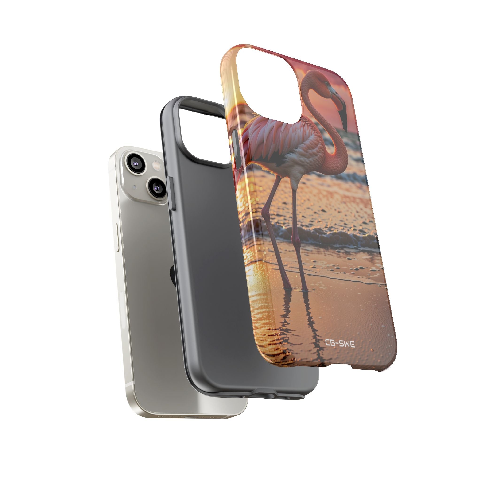 Sunset Flamingo Stand - iPhone Case