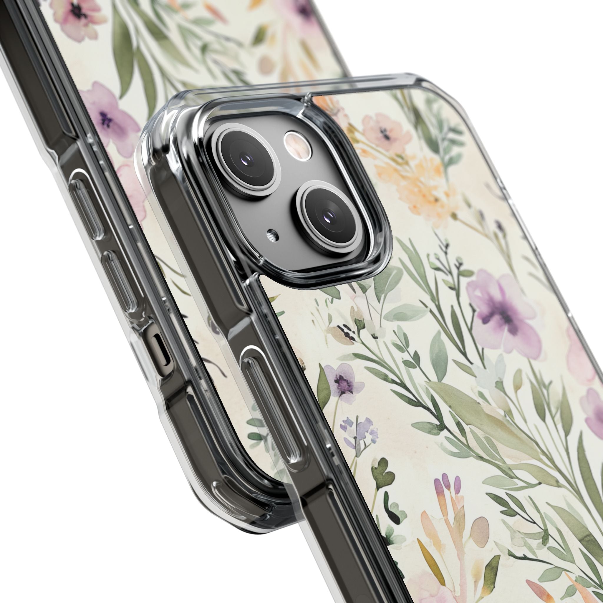 Soft Green Lavender Floral Pattern - Clear Impact iPhone 14 Phone Case