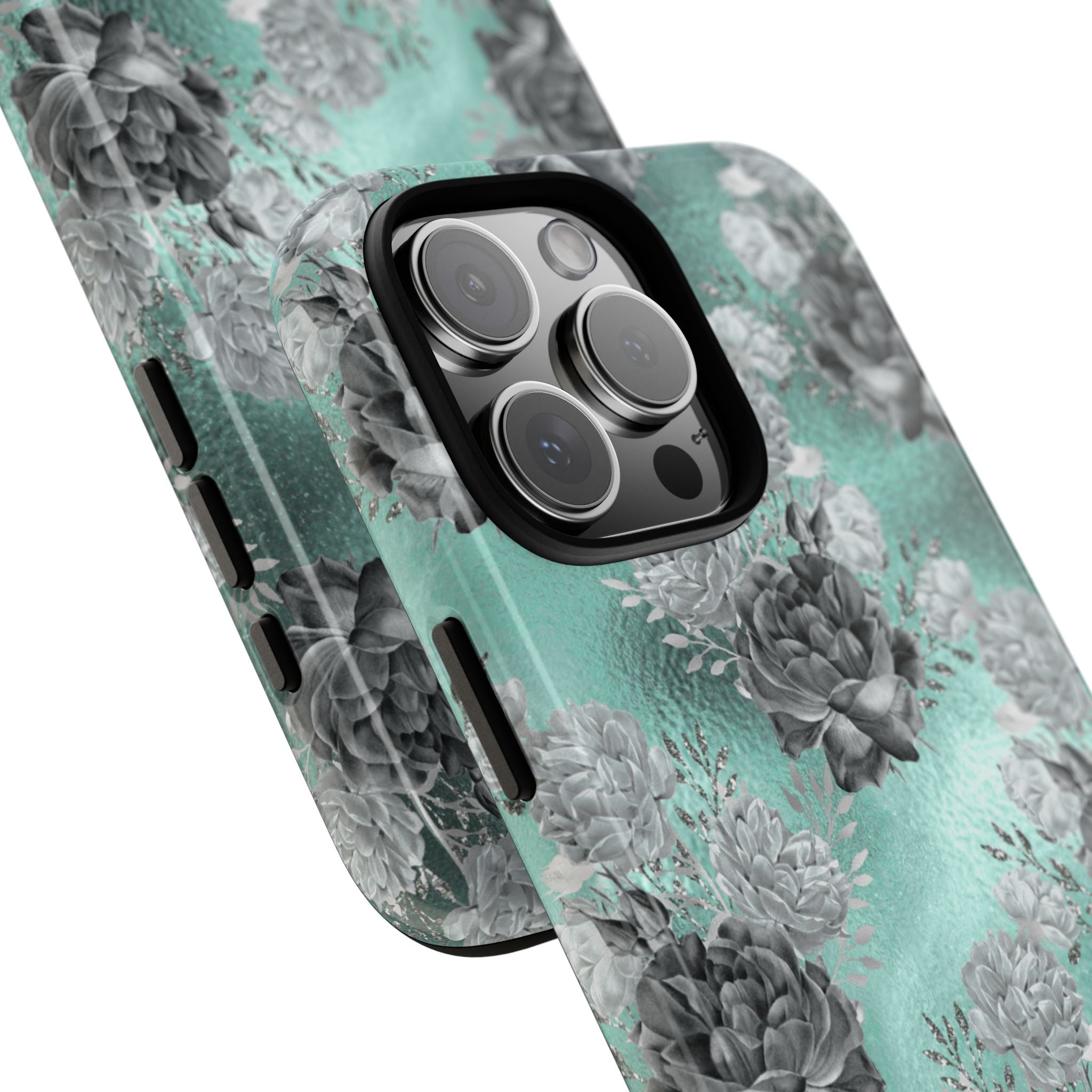 Teal Floral Elegance - iPhone Case