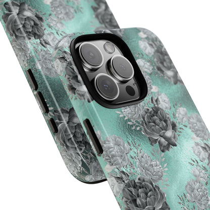 Teal Floral Elegance - iPhone Case