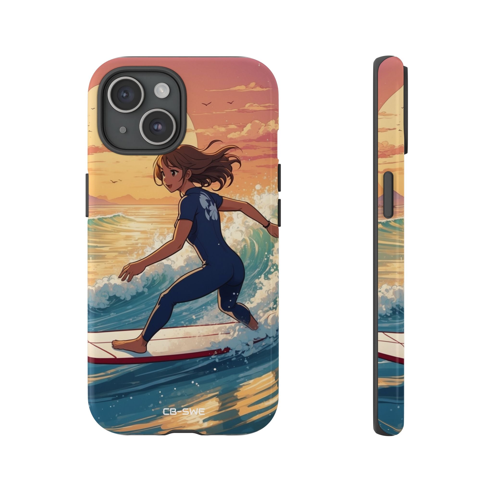 Surfing Into Sunset - iPhone Case
