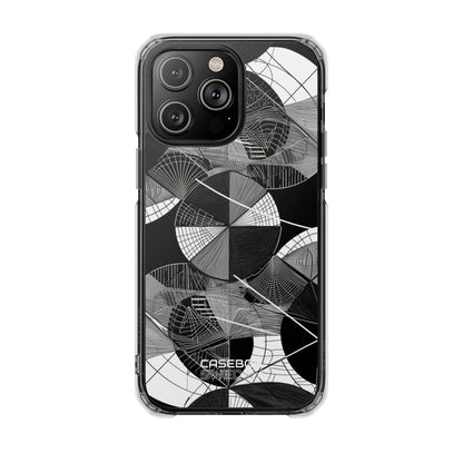Monochrome Circle Maze iPhone 14 - Impact Clear+