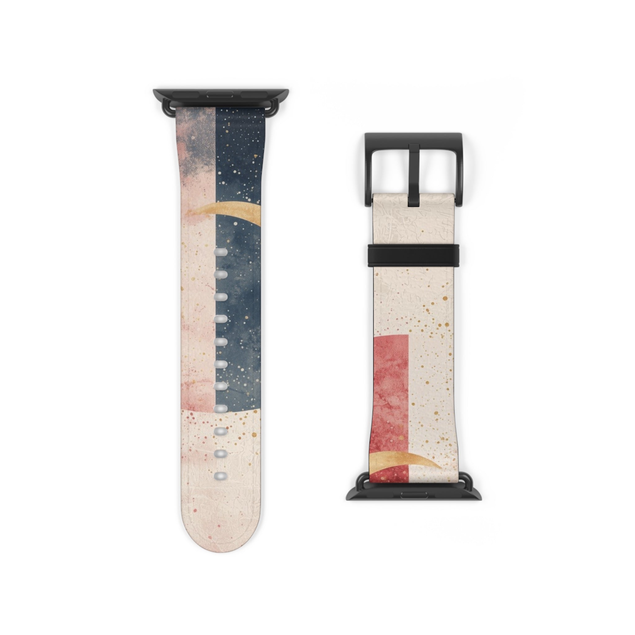 Golden Crescents Crimson - Watch Band