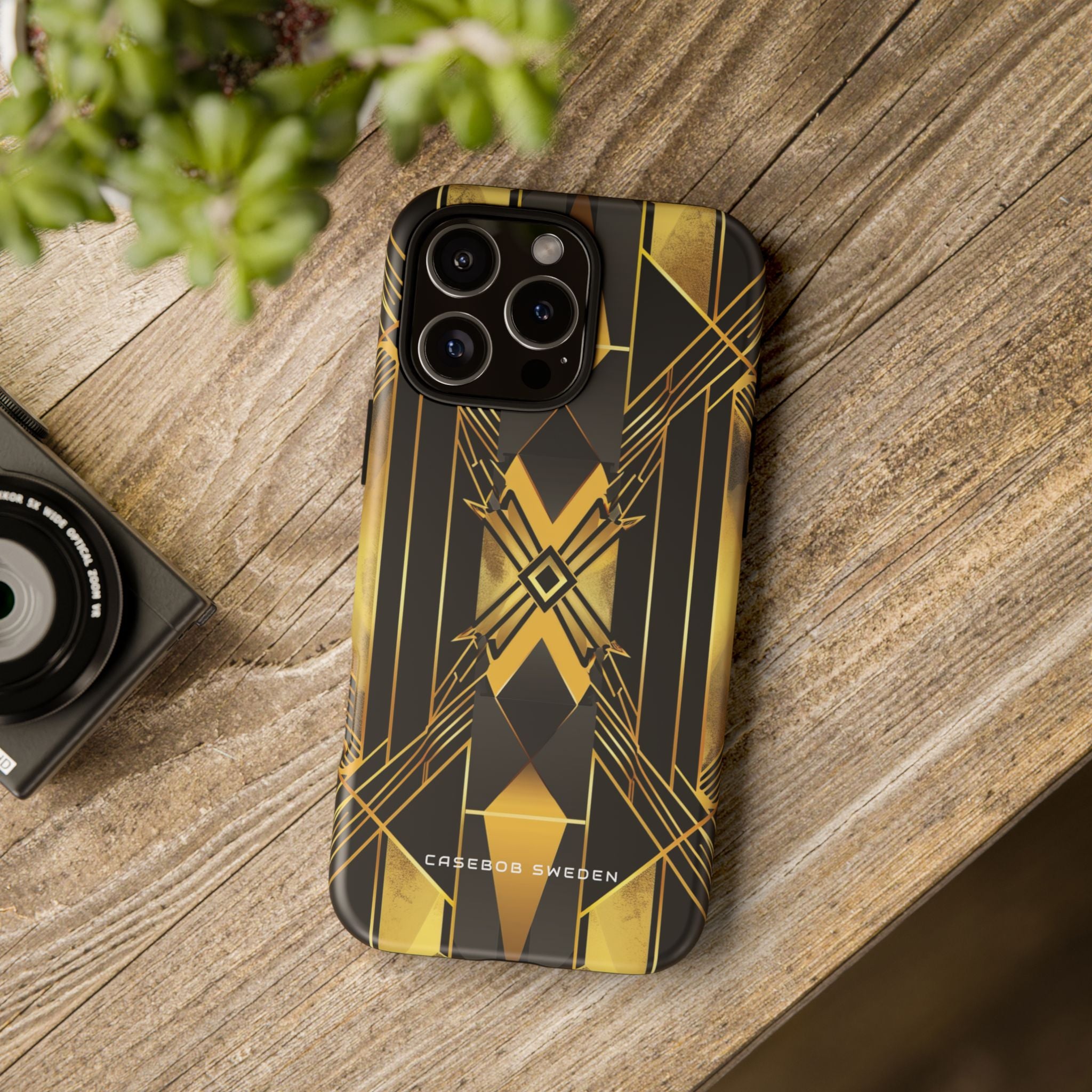 Golden Geometric Elegance iPhone 16 - Tough Phone Case