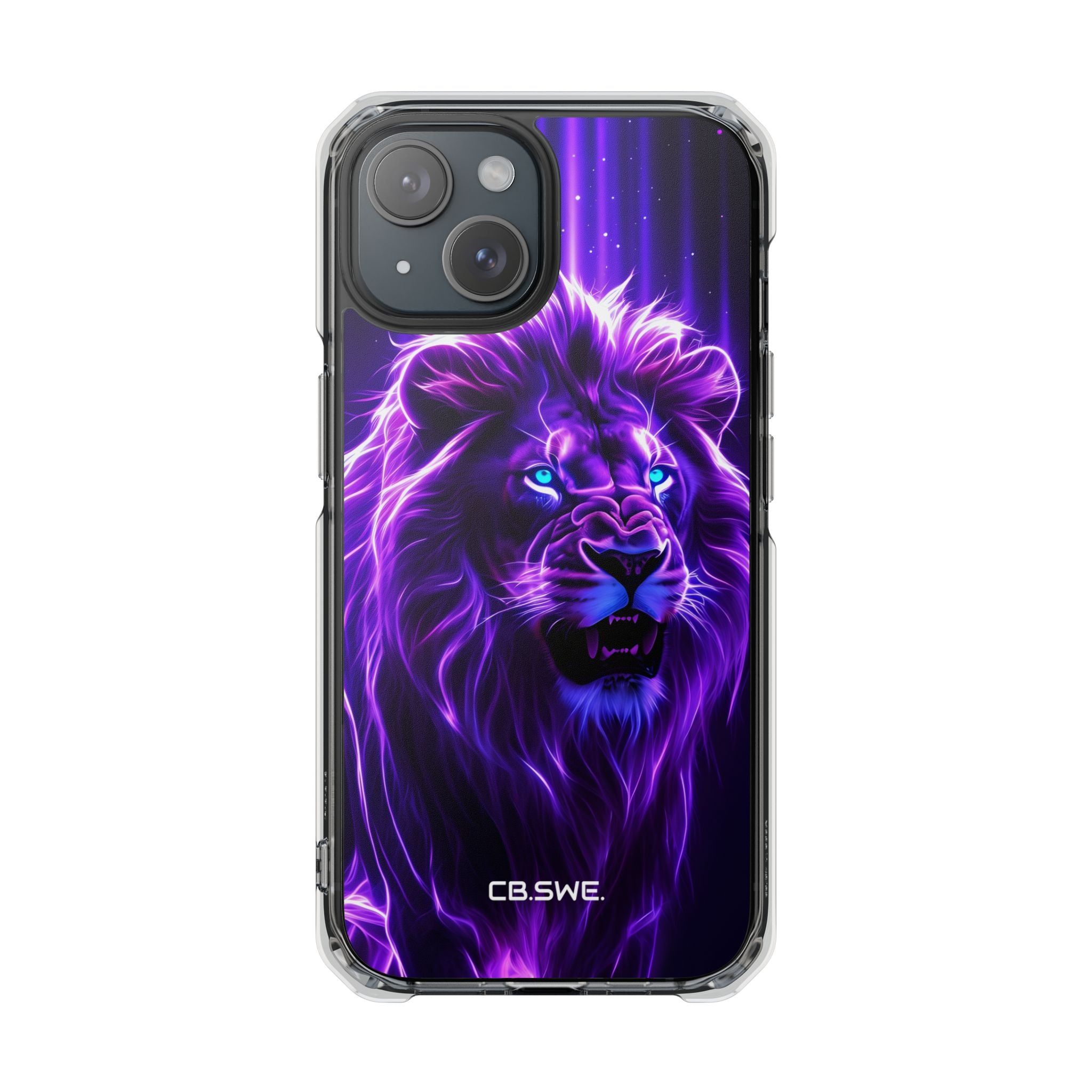 Vibrant Neon Lion Artwork Mystical Atmosphere Mobile Wallpaper iPhone 15 - Impact Clear+