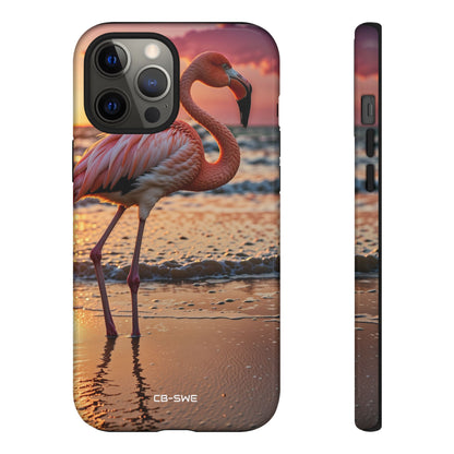 Sunset Flamingo Stand - iPhone Case