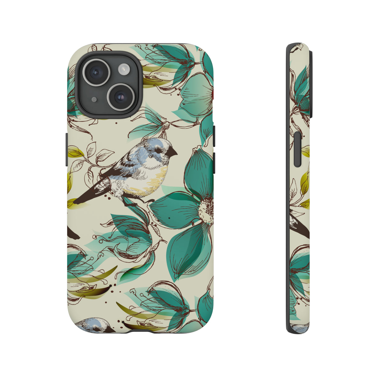 Cute Flowers and Birds iPhone case (Protective) - Protective Phone Case