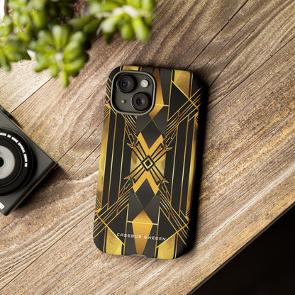 Golden Geometric Elegance iPhone 15 - Tough Phone Case