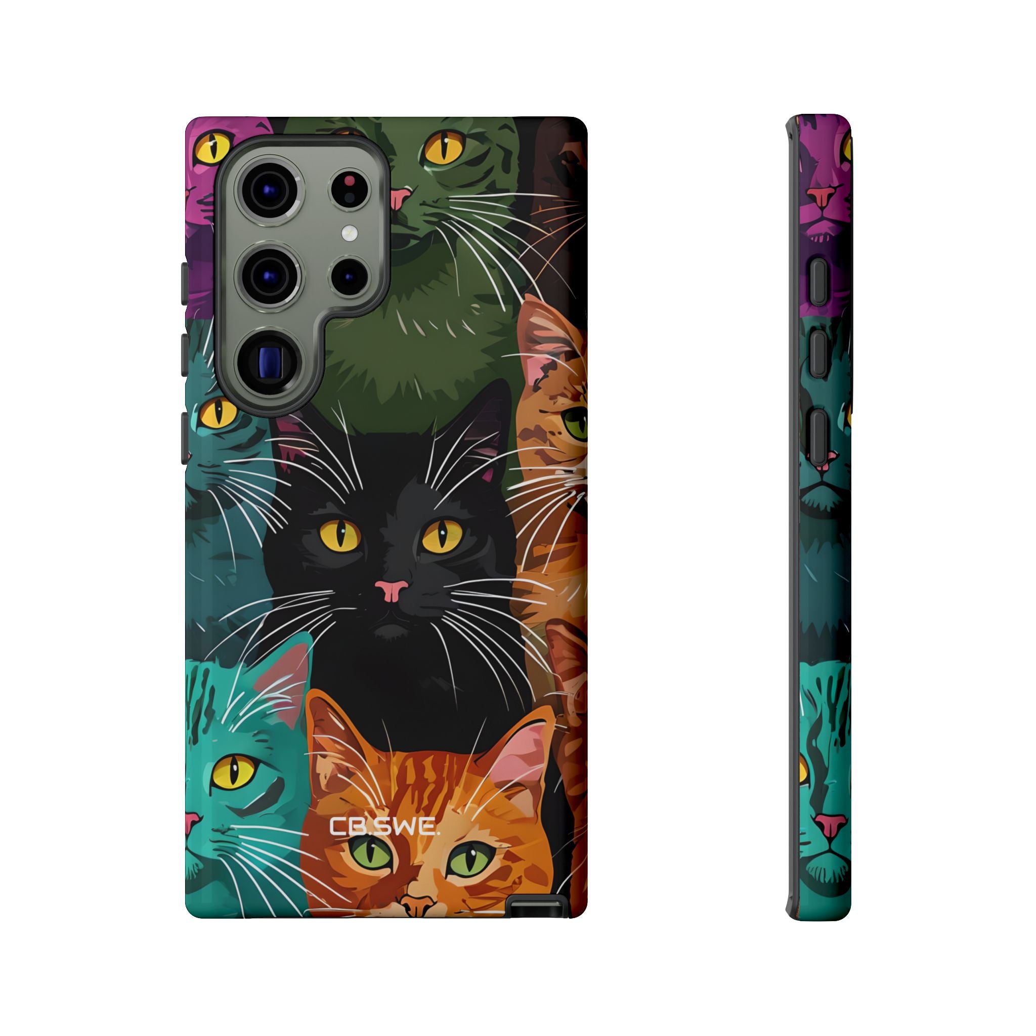 Colorful Stylized Cats Digital Art Mobile Wallpaper Samsung S23 - Tough
