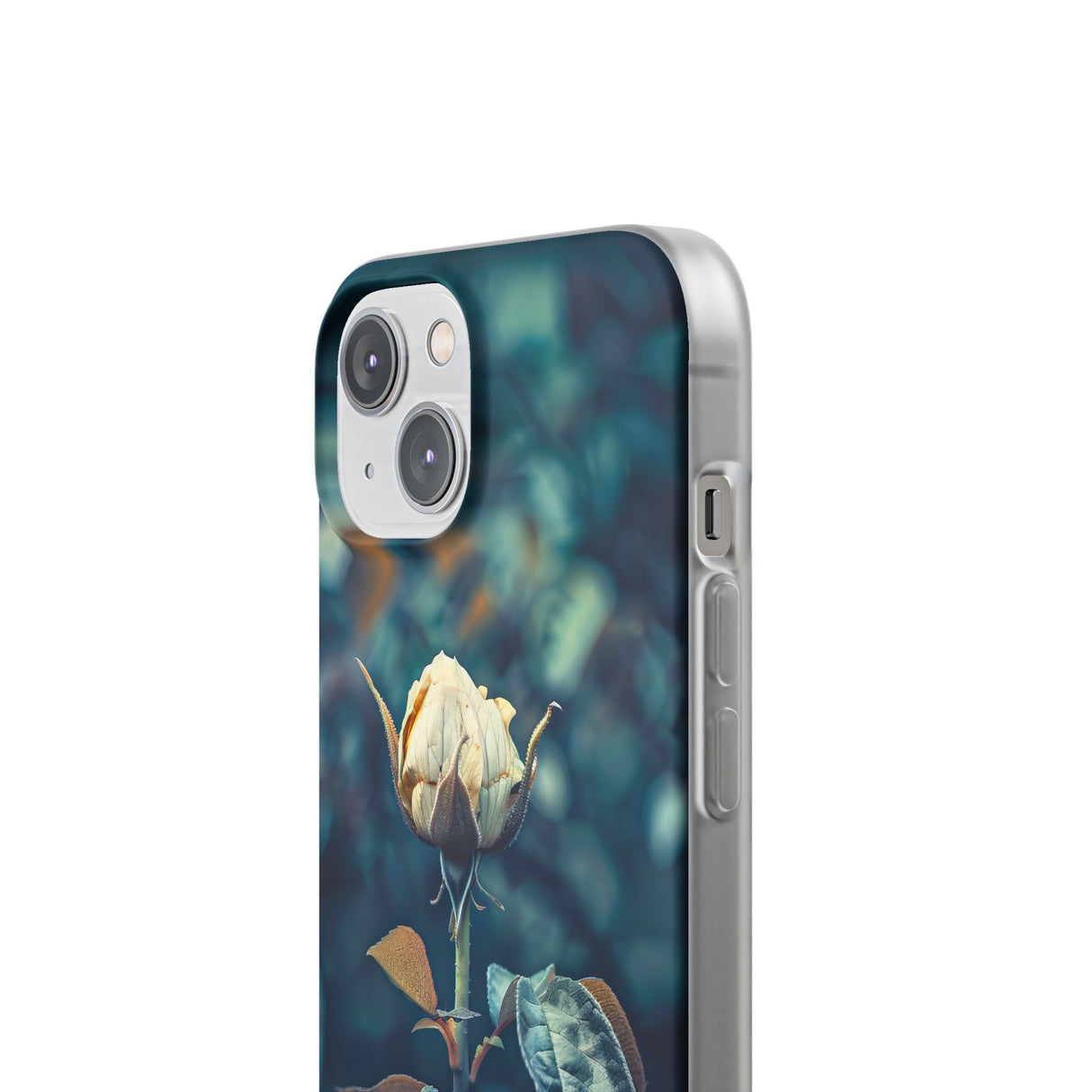 Teal Rosebud Serenade | Flexible Phone Case for iPhone