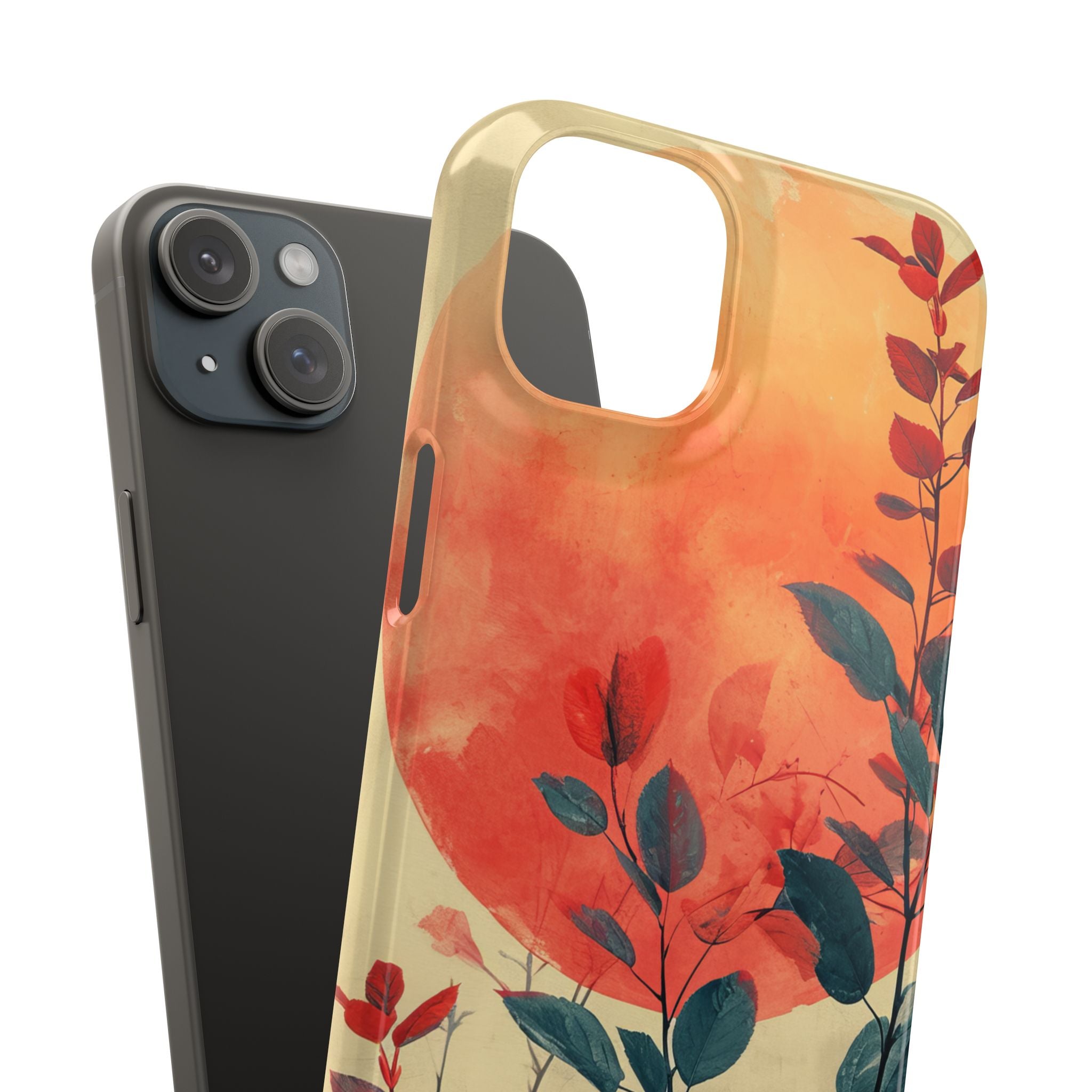 Orange Sun Harmony - Slim iPhone 15 Phone Case