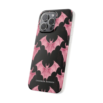 Gothic Pink Bats Aflame iPhone 15 - Flexi-Handyhülle