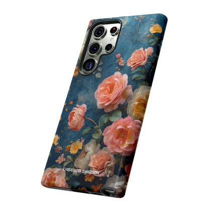 Blue Floral Elegance - Tough Samsung S23 Phone Case