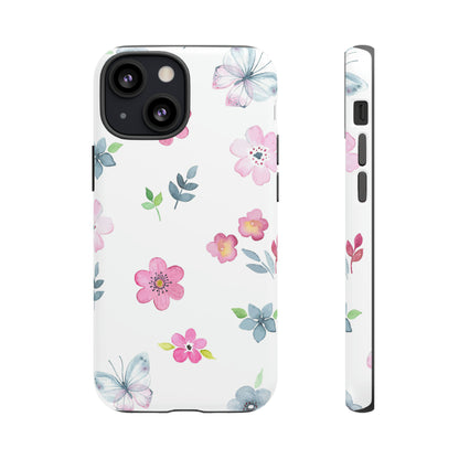 Vintage flowers and butterflies iPhone case - Protective Phone Case