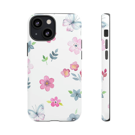 Vintage flowers and butterflies iPhone case (Protective) - Protective Phone Case