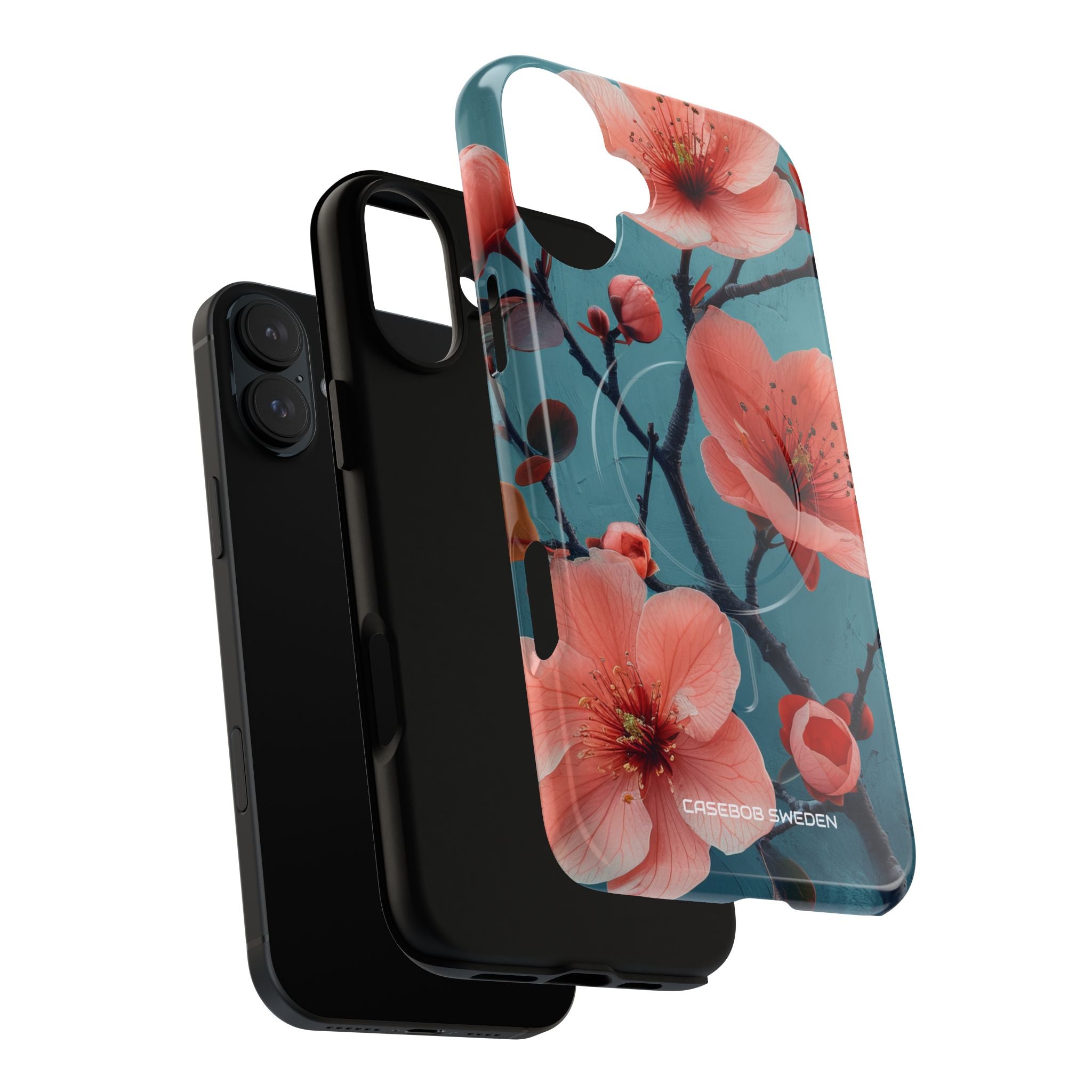 Teal Coral Blossom - Tough + MagSafe® iPhone 16 Phone Case