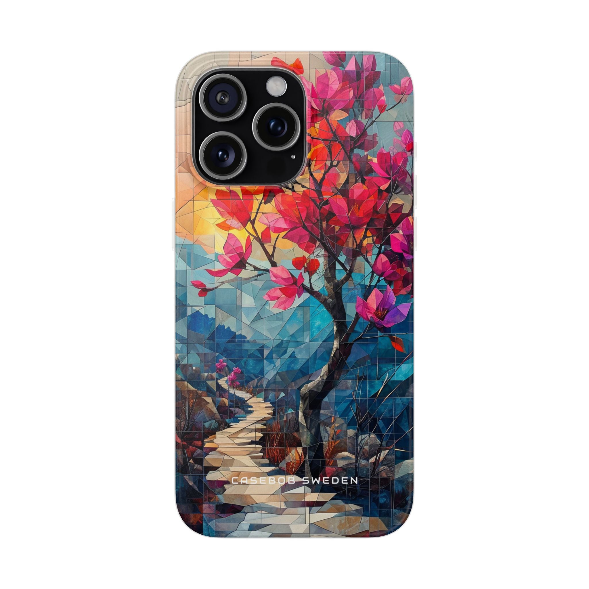 Vibrant Geometric Tree Landscape iPhone 15 - Flexi Phone Case