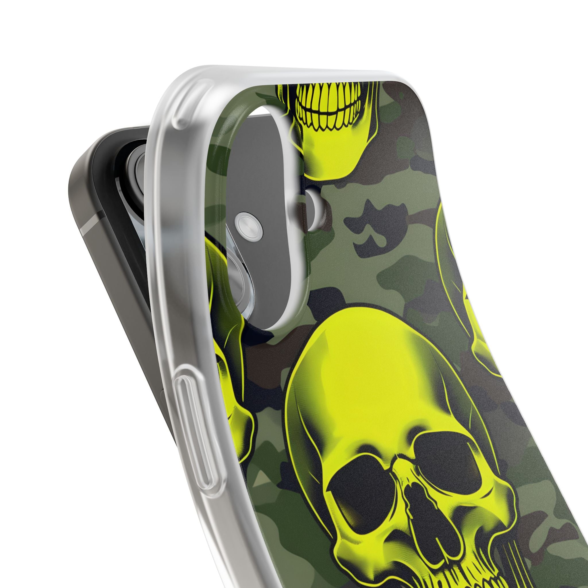 Neon Skull Camo iPhone 16 Case - Soft