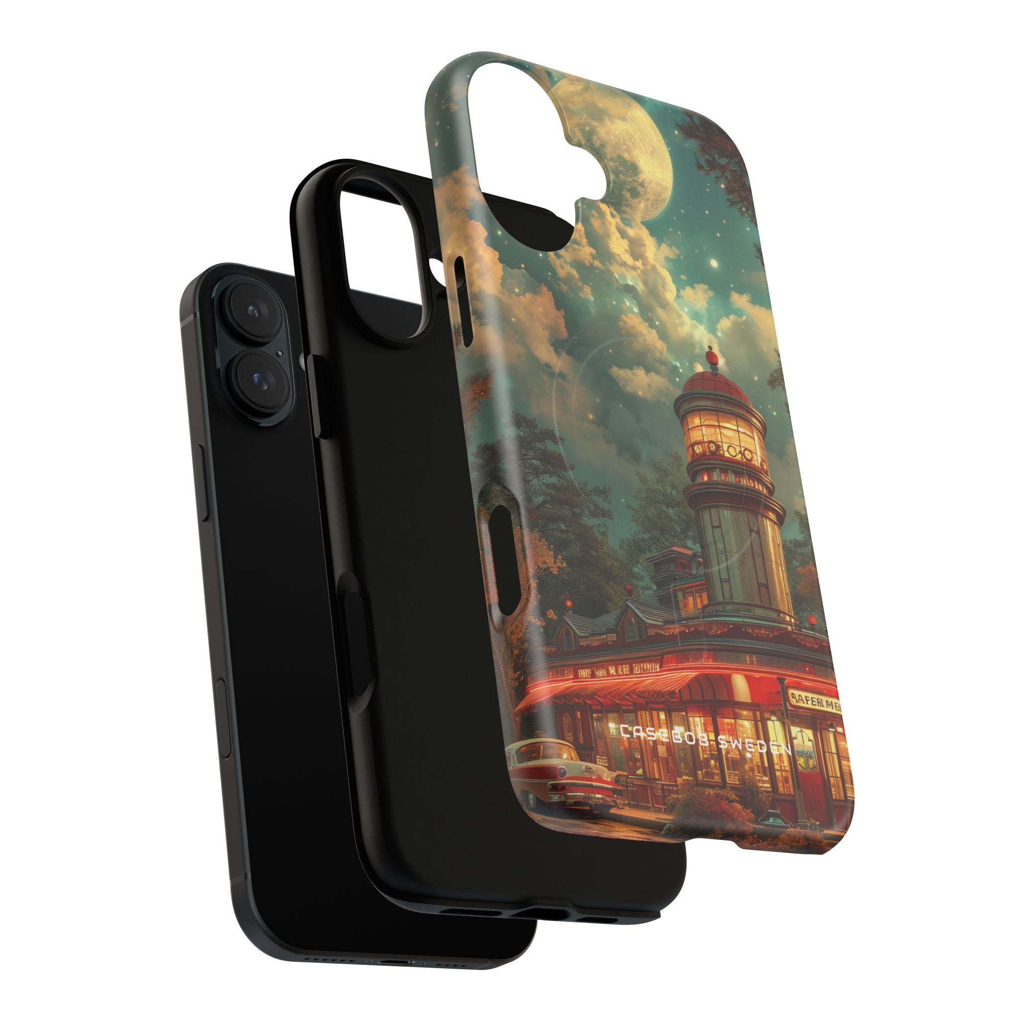 Vintage Moonlit Diner Fantasy iPhone 16 | Tough+ Phone Case