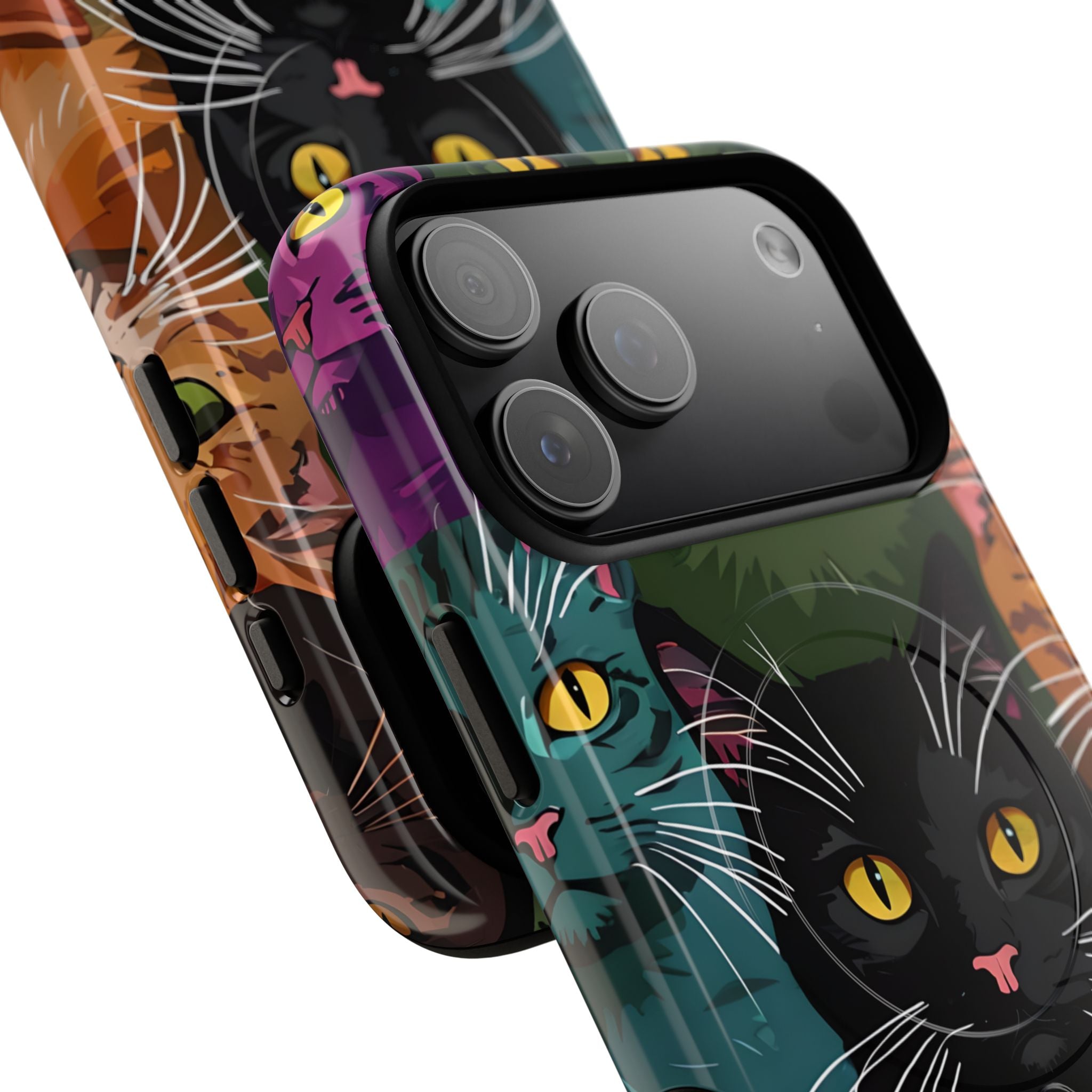 Teal Cat Grid iPhone 17 Pro Max Case - Tough+