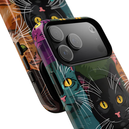 Teal Cat Grid iPhone 17 Pro Max Case - Tough+