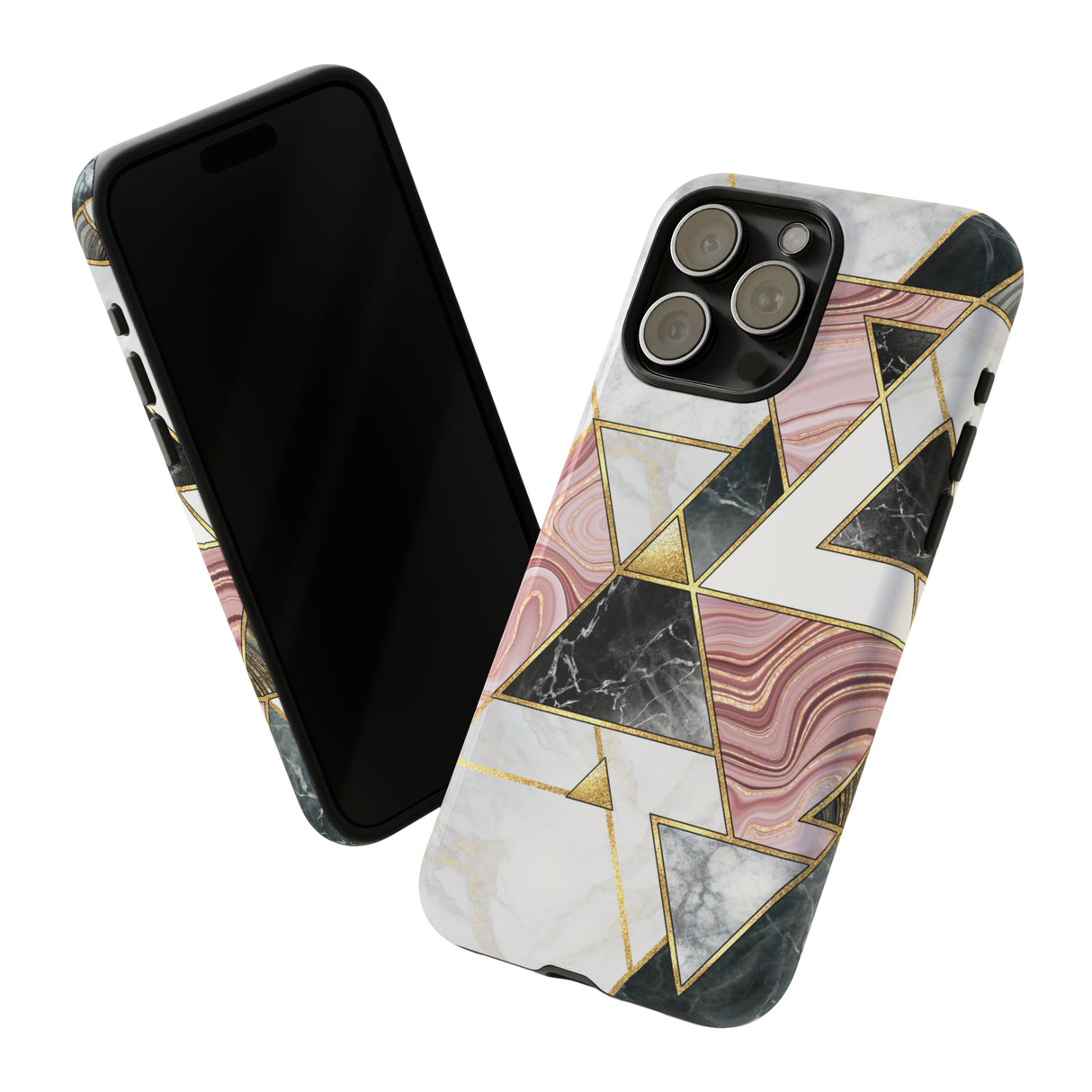 White Pink Mosaic - Protective Phone Case