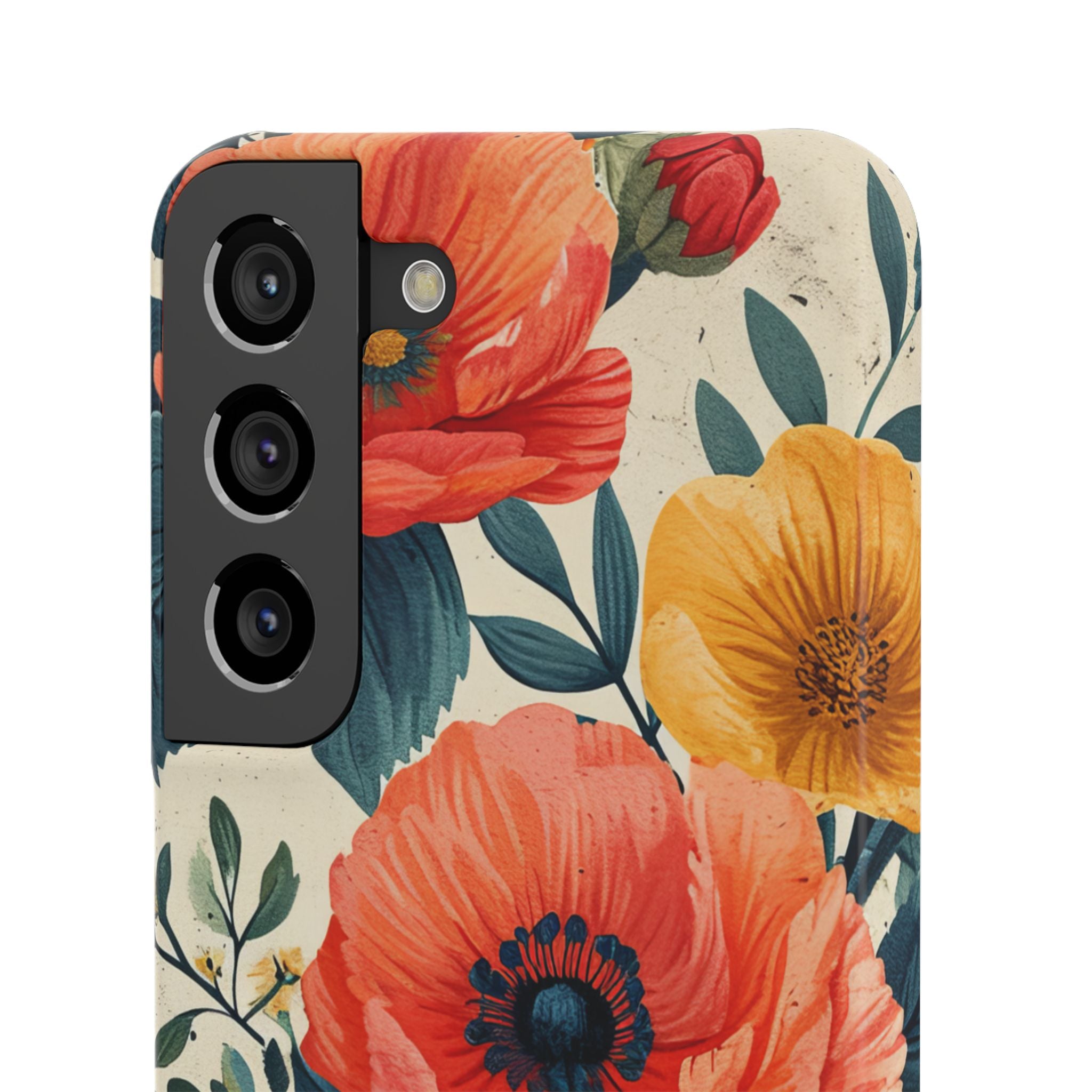 Vibrant Botanical Poppies - Slim Samsung S22 Phone Case