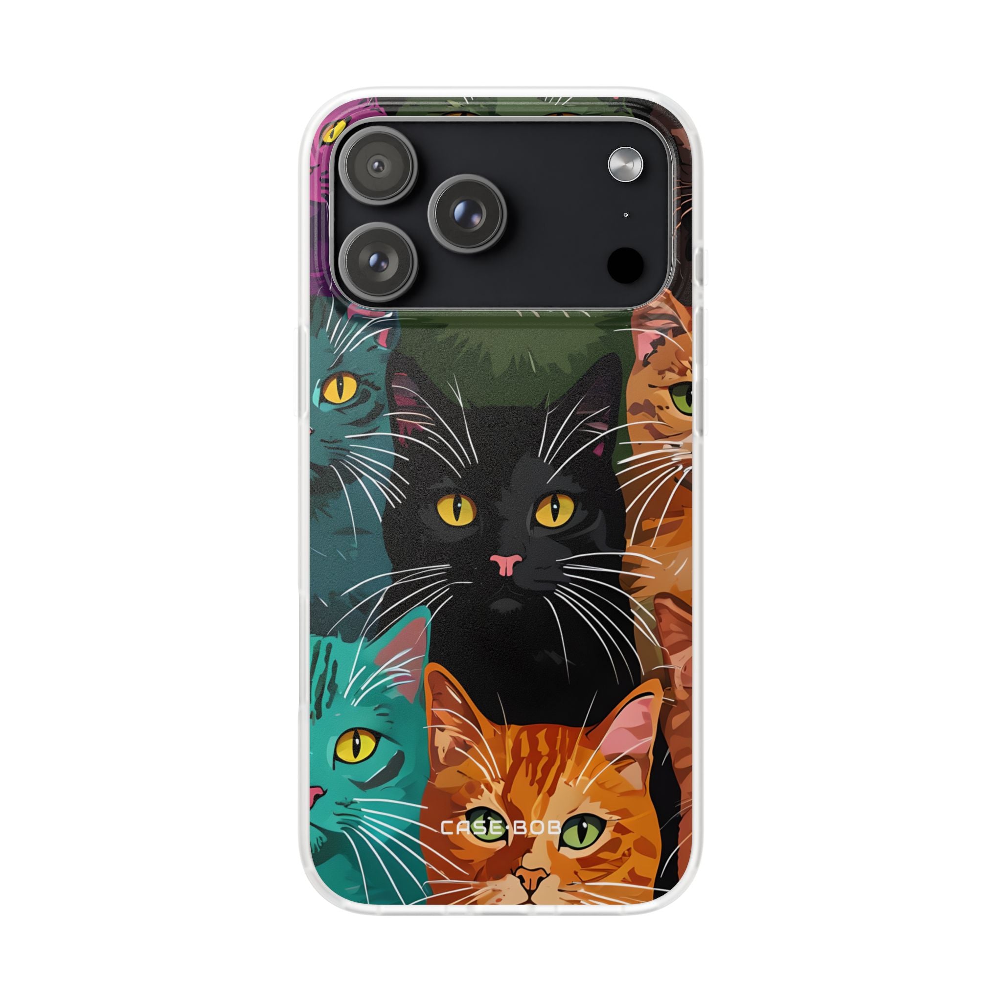 Teal Cat Grid iPhone 17 Pro Max Case - Soft