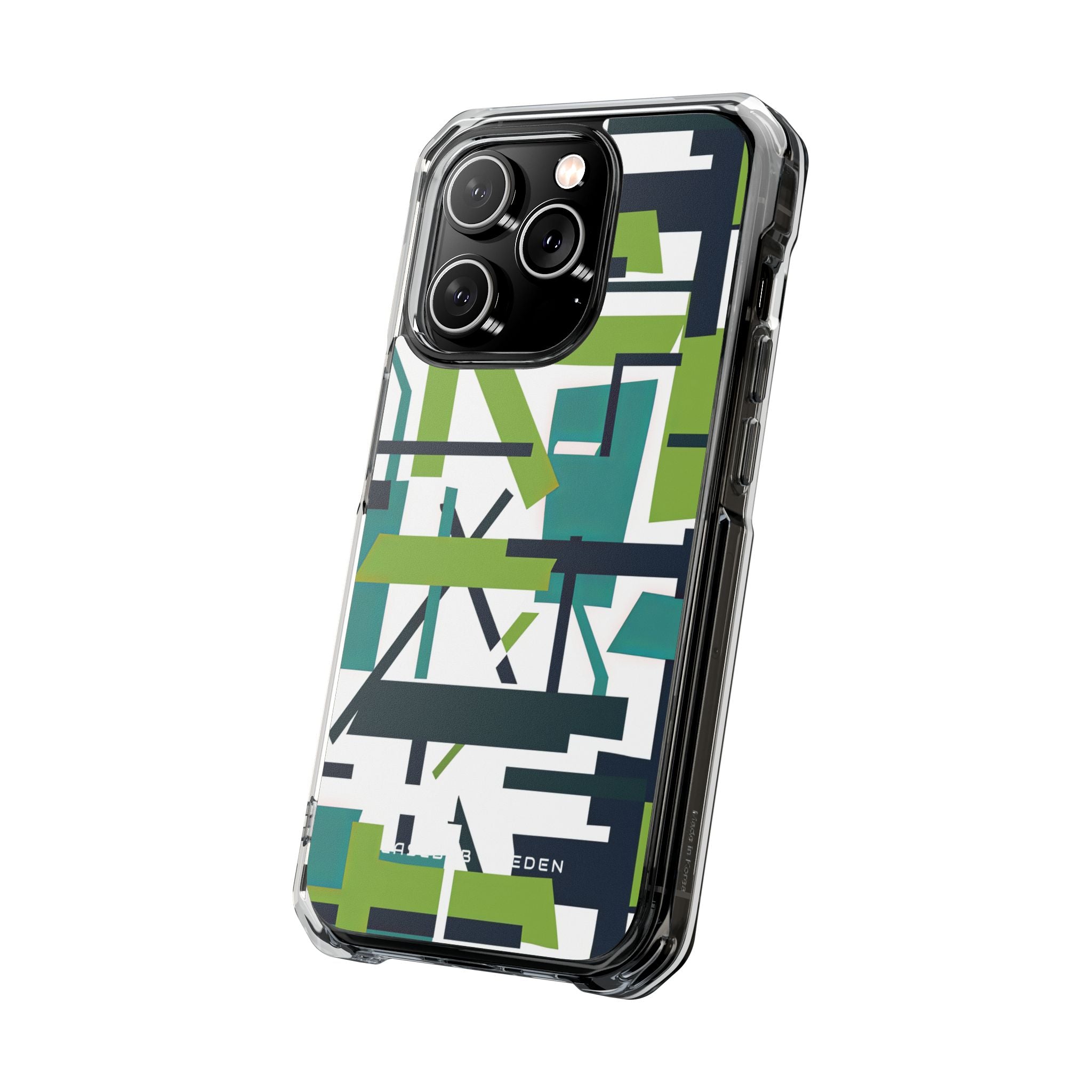 Green Geometry Glide iPhone 14 - Clear Impact Phone Case