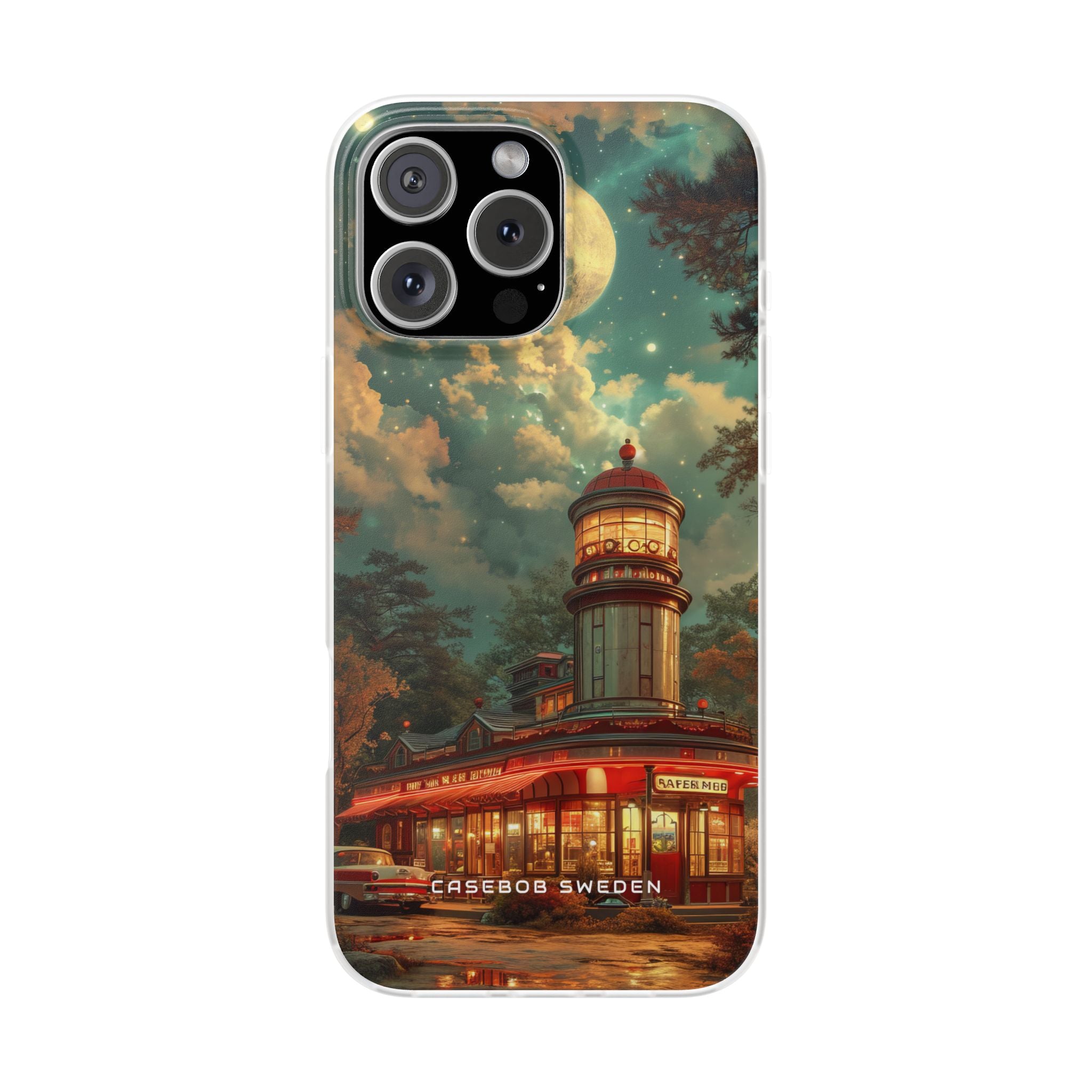 Vintage Moonlit Diner Fantasy iPhone 16 - Flexi Phone Case