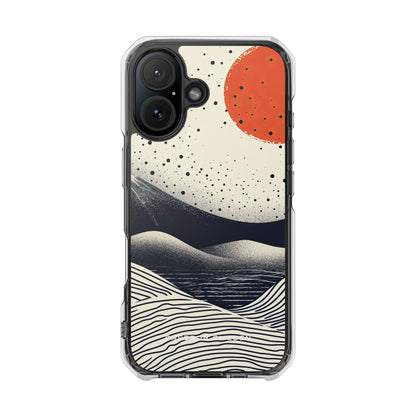 Red Sun Over Flowing Horizons iPhone 16 - Clear Impact Phone Case