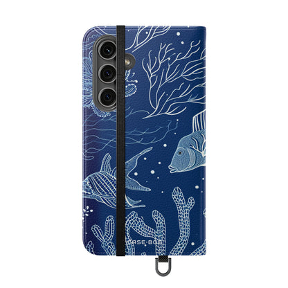 Sininen skaala riutta - Samsung S24 Plus -lompakkokotelo