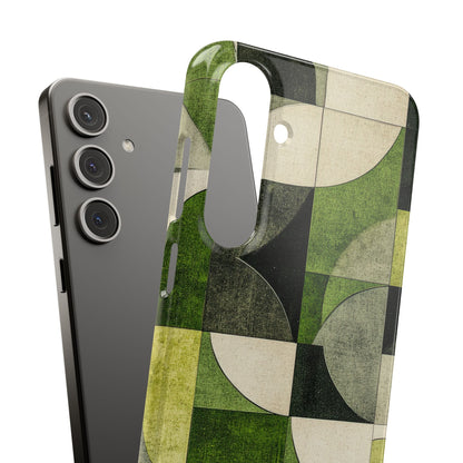 Green Geometric Harmony - Slim Samsung S24 Phone Case