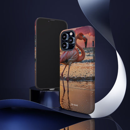 Sunset Flamingo Stand - iPhone Case