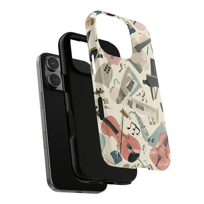 Beige Musical Instruments Pattern - Tough + MagSafe® iPhone 16 Phone Case