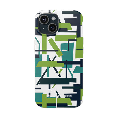 Green Geometry Glide iPhone 15 - Flexi Phone Case