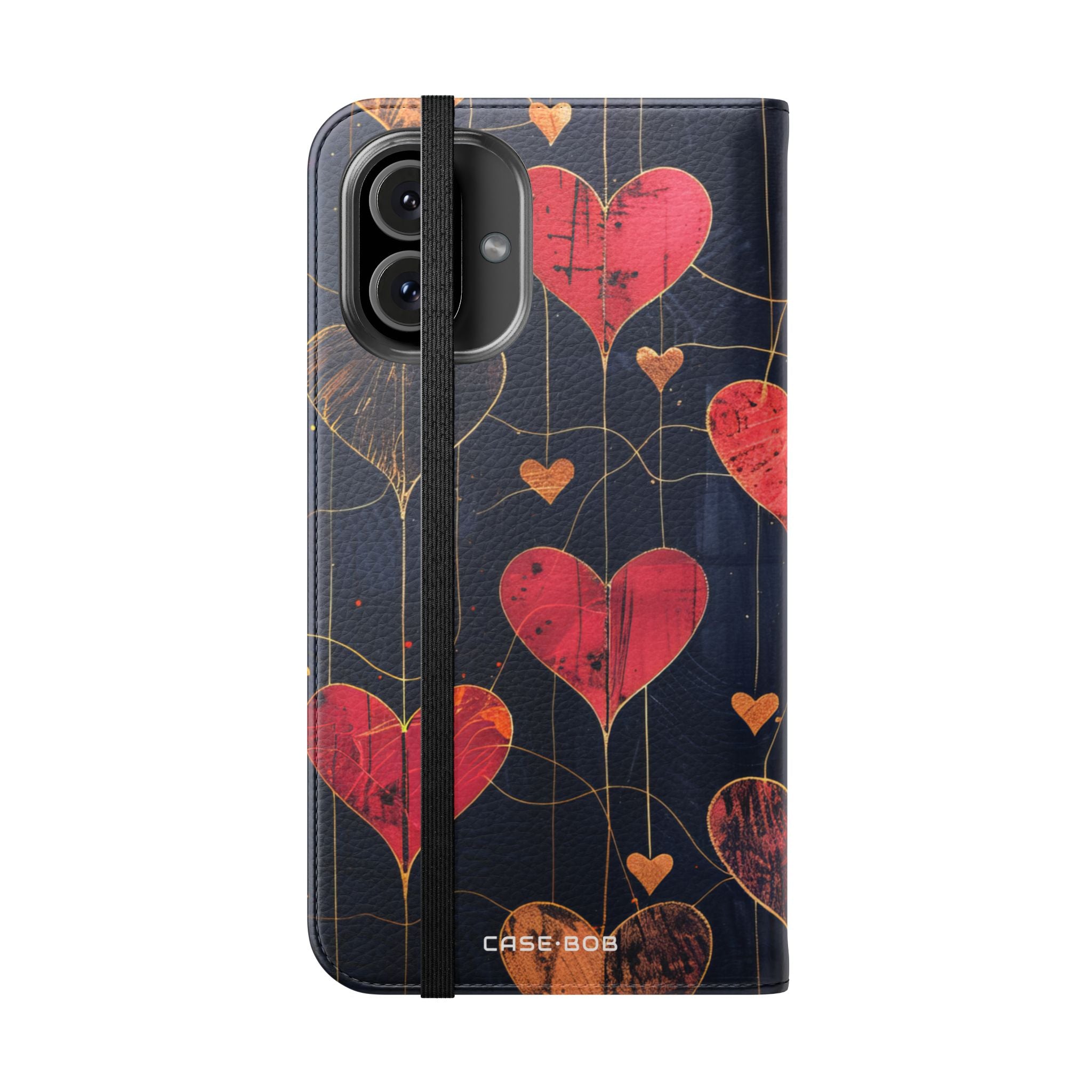 Textured Heart Grid - iPhone 16 Plus Case - Wallet