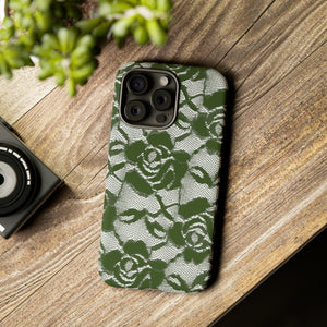 Green Lace Gothic Flower - Protective Phone Case