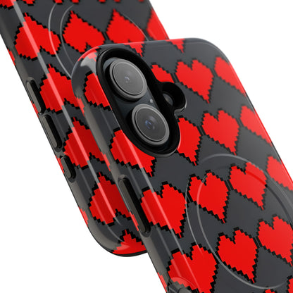 Red Heart Dark Gray Diamonds Seamless iPhone 16 - Tough+