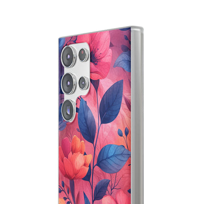 Pink Blue Floral - Flexi Samsung S23 Phone Case