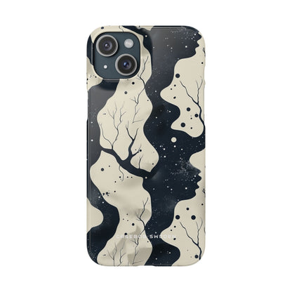 Organic Fluid Silhouettes with Cosmic Depth iPhone 15 - Slim Phone Case