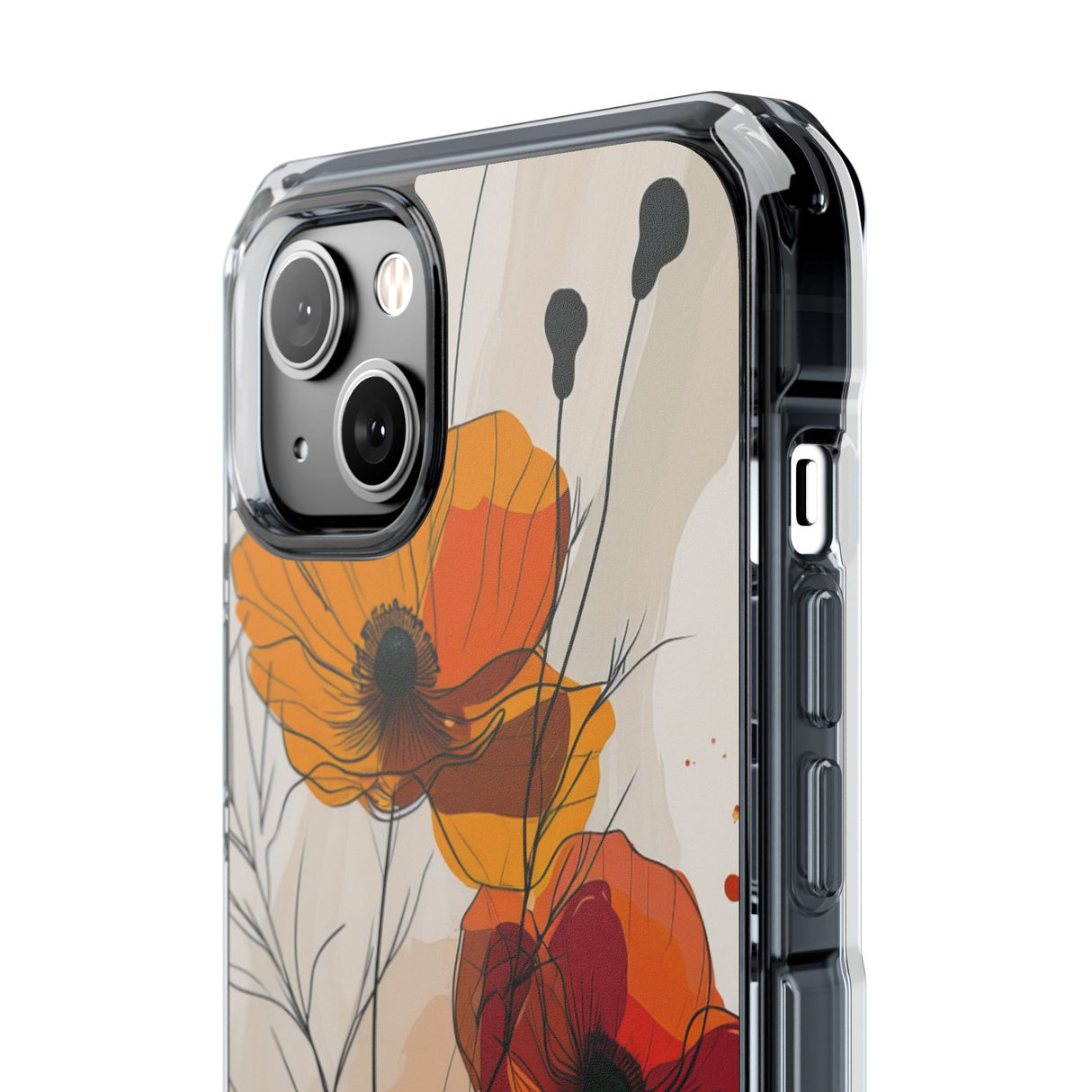 Feurige florale Abstraktion – Handyhülle für iPhone (Clear Impact – magnetisch)